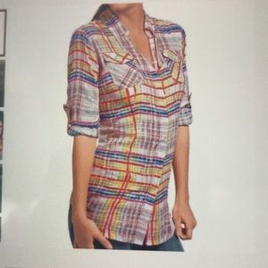 CAbi Multicolor Plaid Button Down Shirt